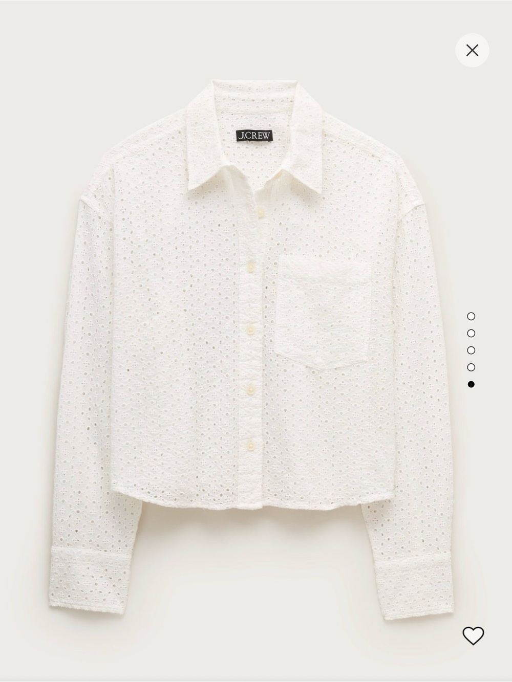NWT J. Crew Etienne Eyelet Button-Up Cropped Shirt